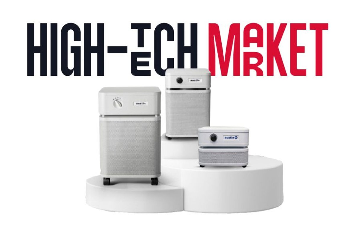 Purificatori d'aria Austin Air HealthMate, HealthMate Junior e Austin it con il logo High-Tech Market