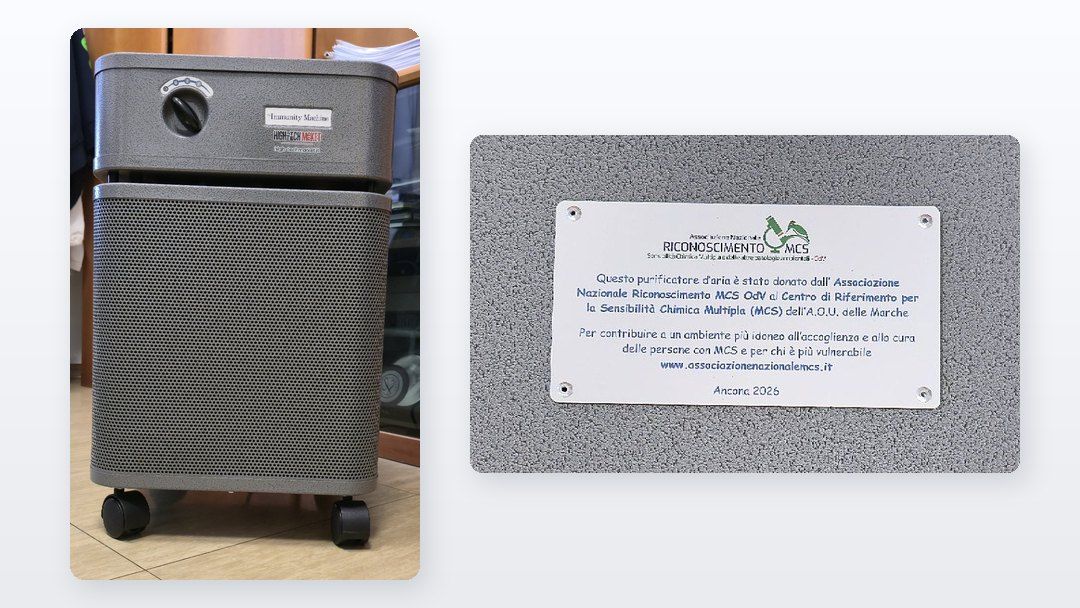 An air purifier donated to the MCS Reference Center in Ancona: a project made possible by the 5x1000